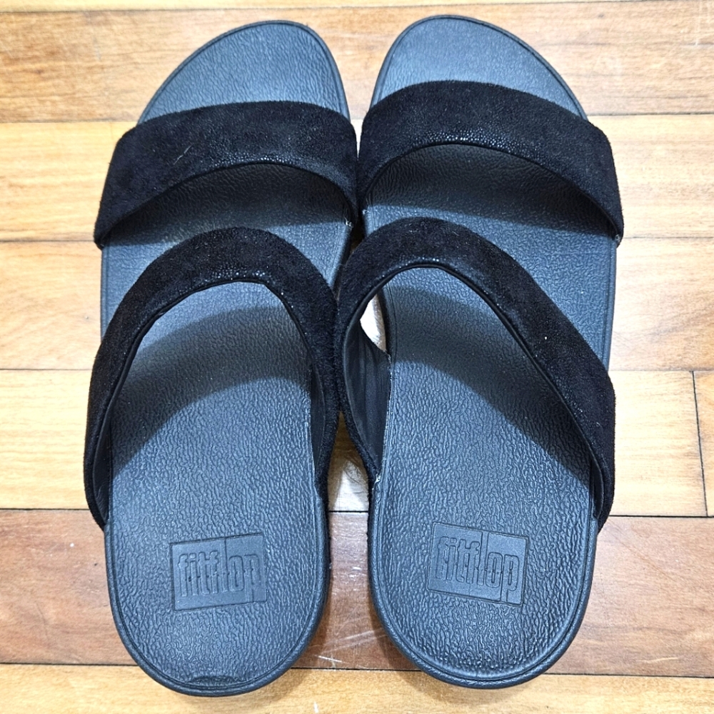 Black Fitflop Women's Shimmy Suede Slide Sandal Size 8